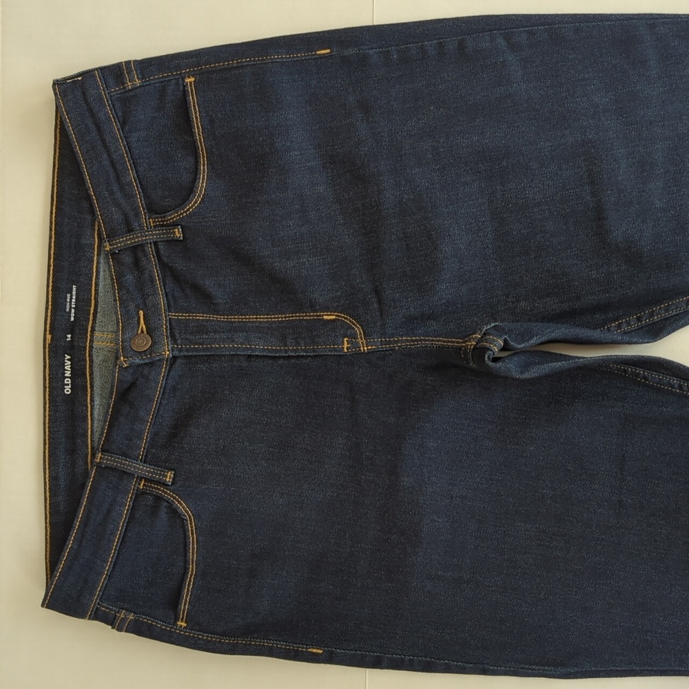 NWOT Old Navy High-Rise Wow Straight Denim Mom Jeans 14 Dark Wash Blue Pockets - Picture 6 of 13